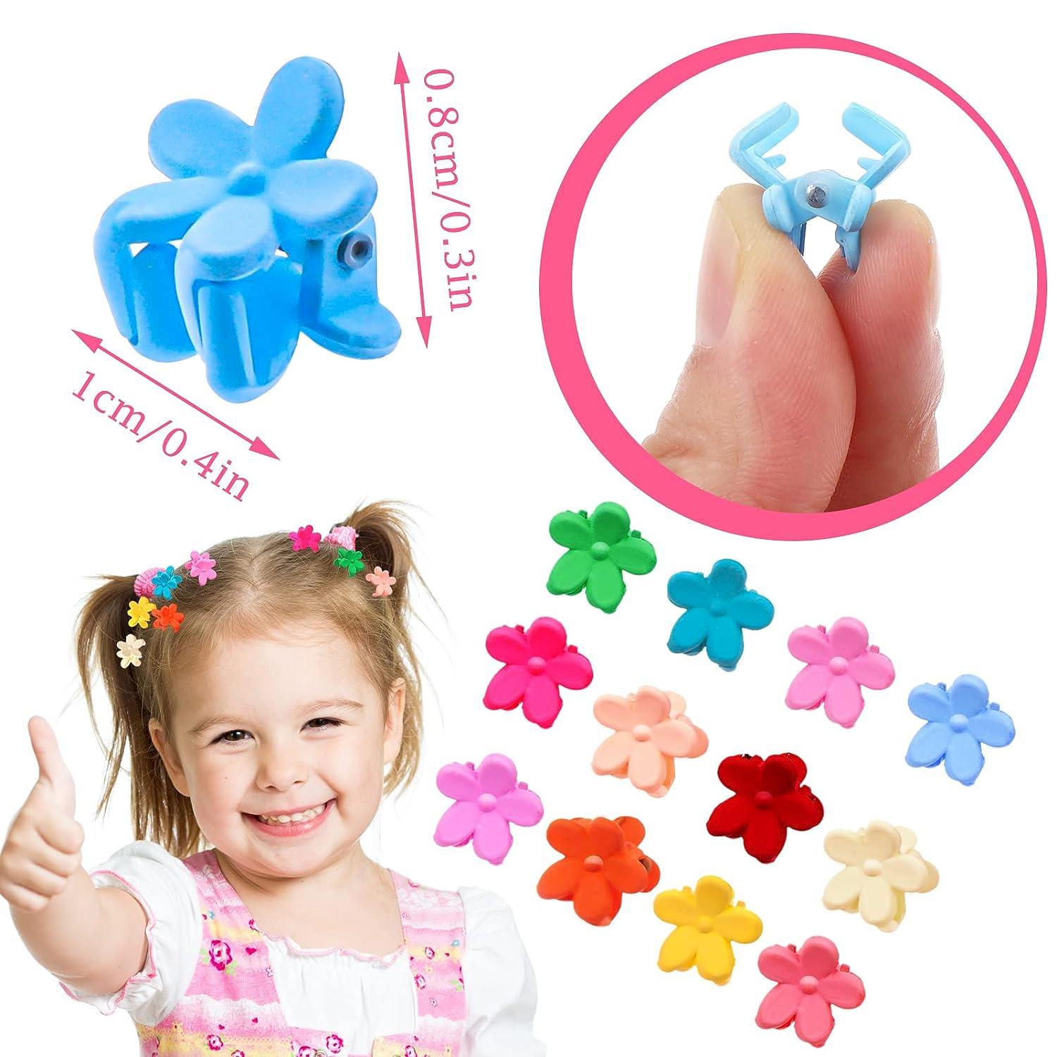100PCS Baby Girls Hair Claw Clips Small Mini Flower Hair Clips For Thin