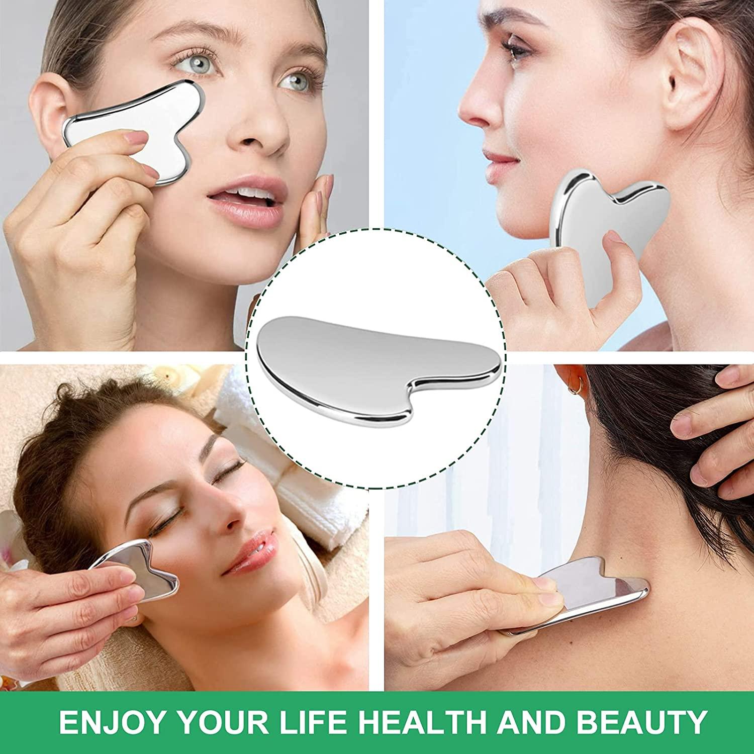 Stainless Steel Gua Sha Facial Tool for Spa Acupuncture Therapy Silver