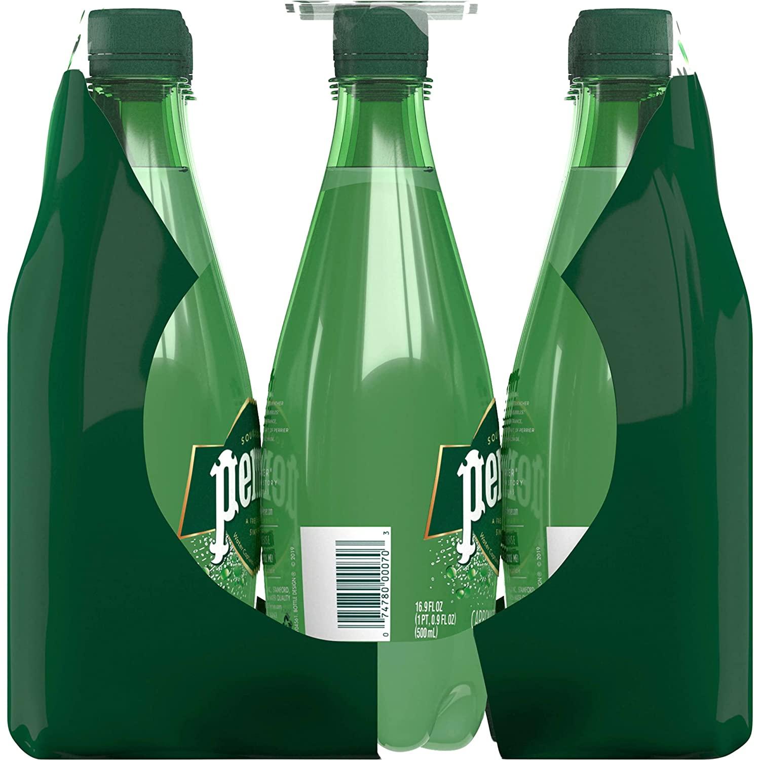 Perrier Sparkling Water, Plastic Water Bottles, 16.9 Fl Oz (Pack of 12)