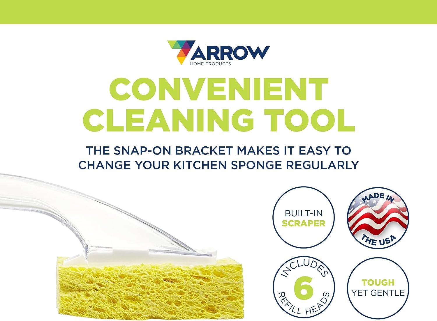 Arrow Dish Sponge With Soap Dispenser Handle - Fillable Dish Wand for  Quick, Convenient Cleaning - Made in the USA - Easy to Refill, Built-In