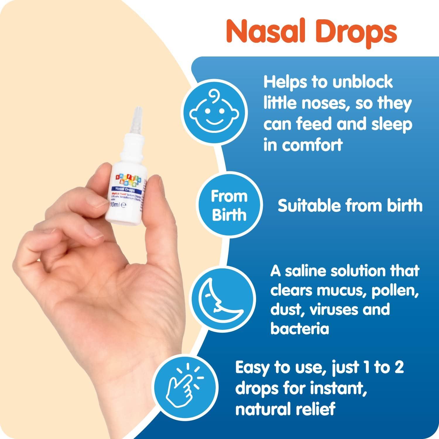 Snufflebabe Saline Nasal Drops Suitable from Birth Instant Relief for