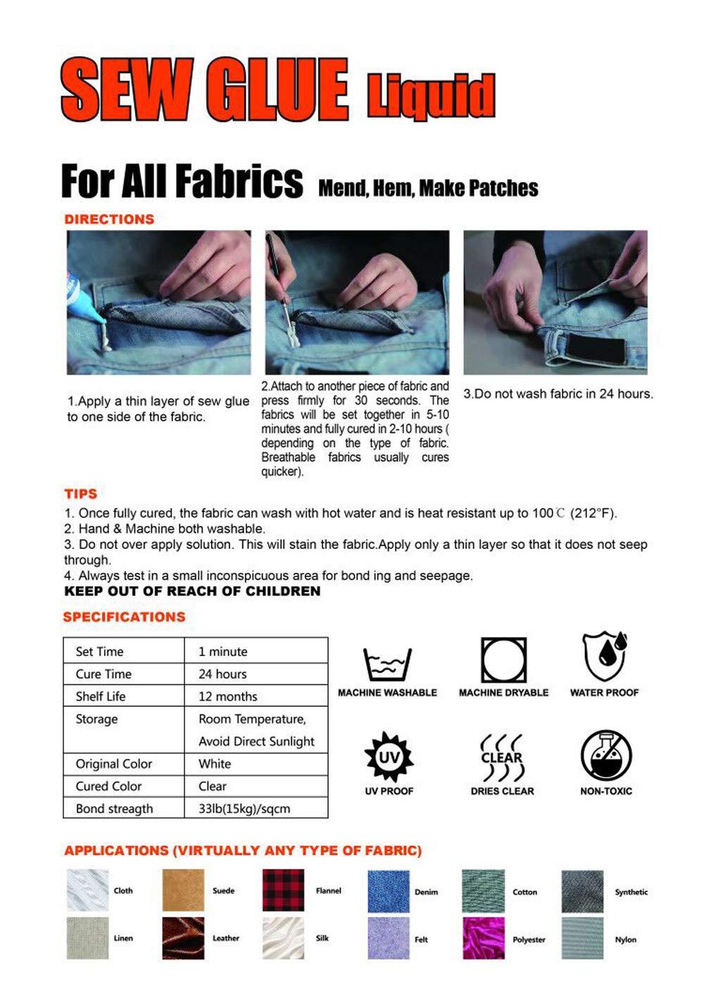 Cloth Repair Sew Glue Liquid- Quick Fix Bonding Fabric Glue for Clothes  Denim