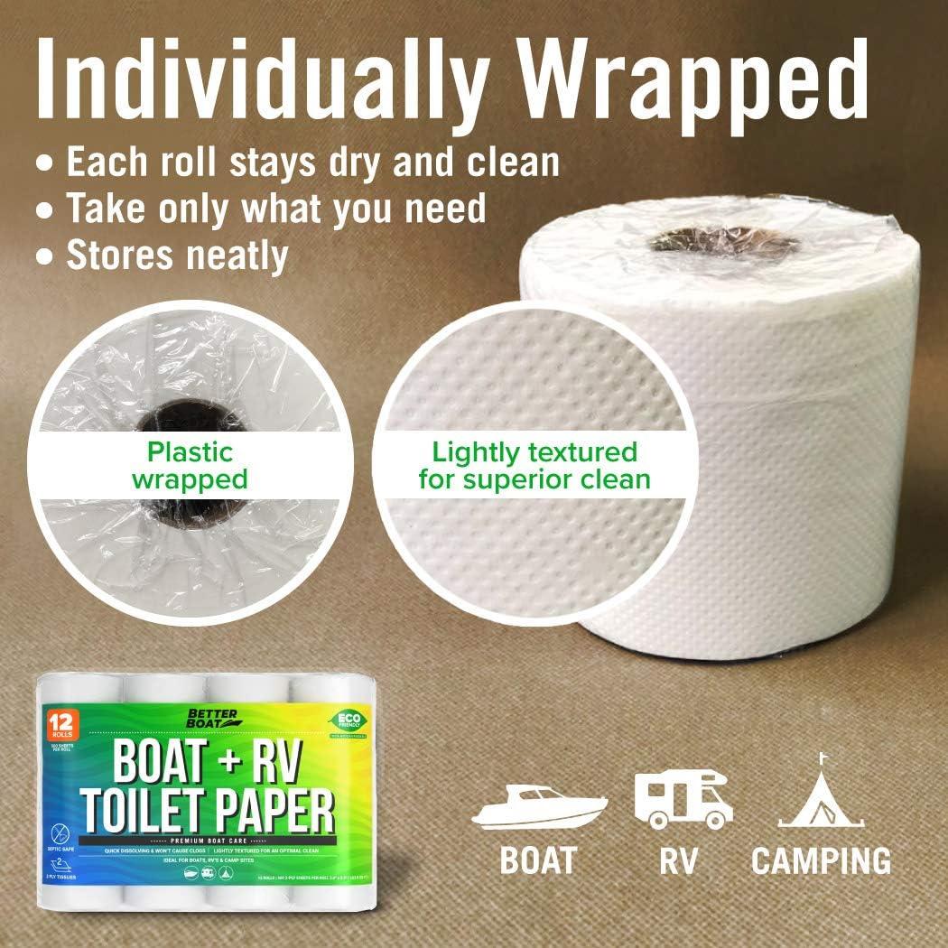 Boat & RV Septic Safe Toilet Paper 12 Rolls Biodegradable, Quick