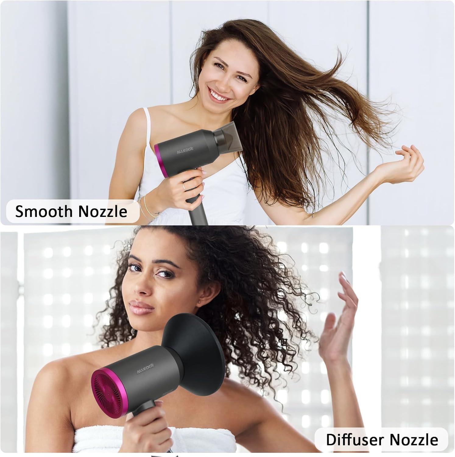 1850W Ionic Hair Dryer with Diffuser Foldable Travel Blow Dryer