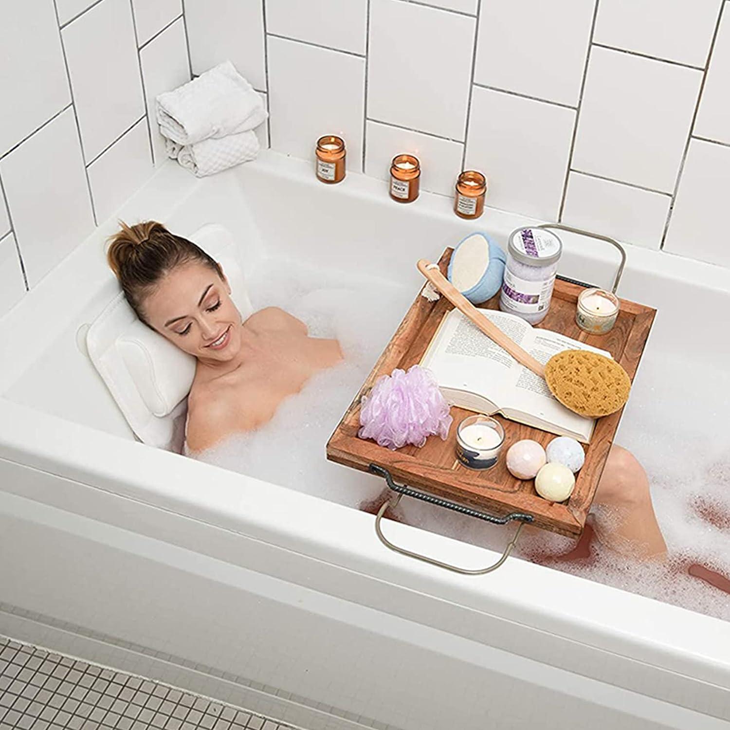 Bath Pillow, Bathtub Pillow Bath Pillow Bath Pillow, Non-Slip Spa Bathtub  Mat with 3D Technology and 6 Suction Cups for Tub Neck Head Shoulder  Pillows