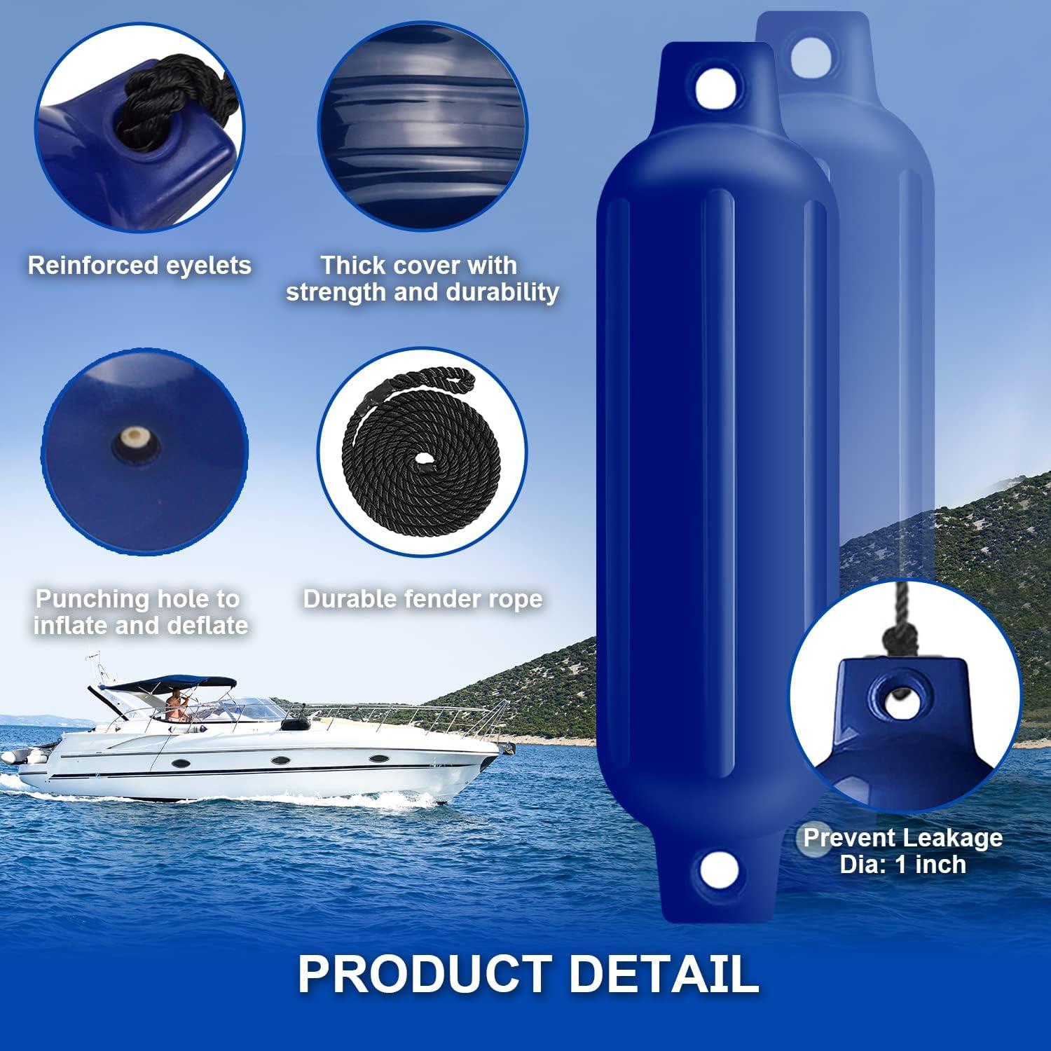 Turmaster Boat Fenders 4 Pack 4.5'' x 16'' - Ribbed Twin Eyes