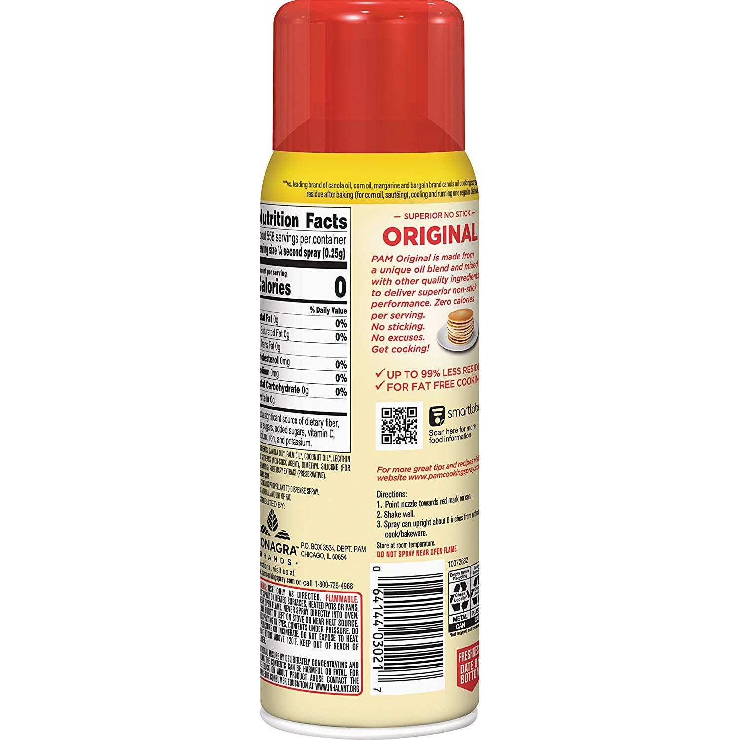 PAM NoStick Cooking Spray Original, 6 Oz (2 Pack)