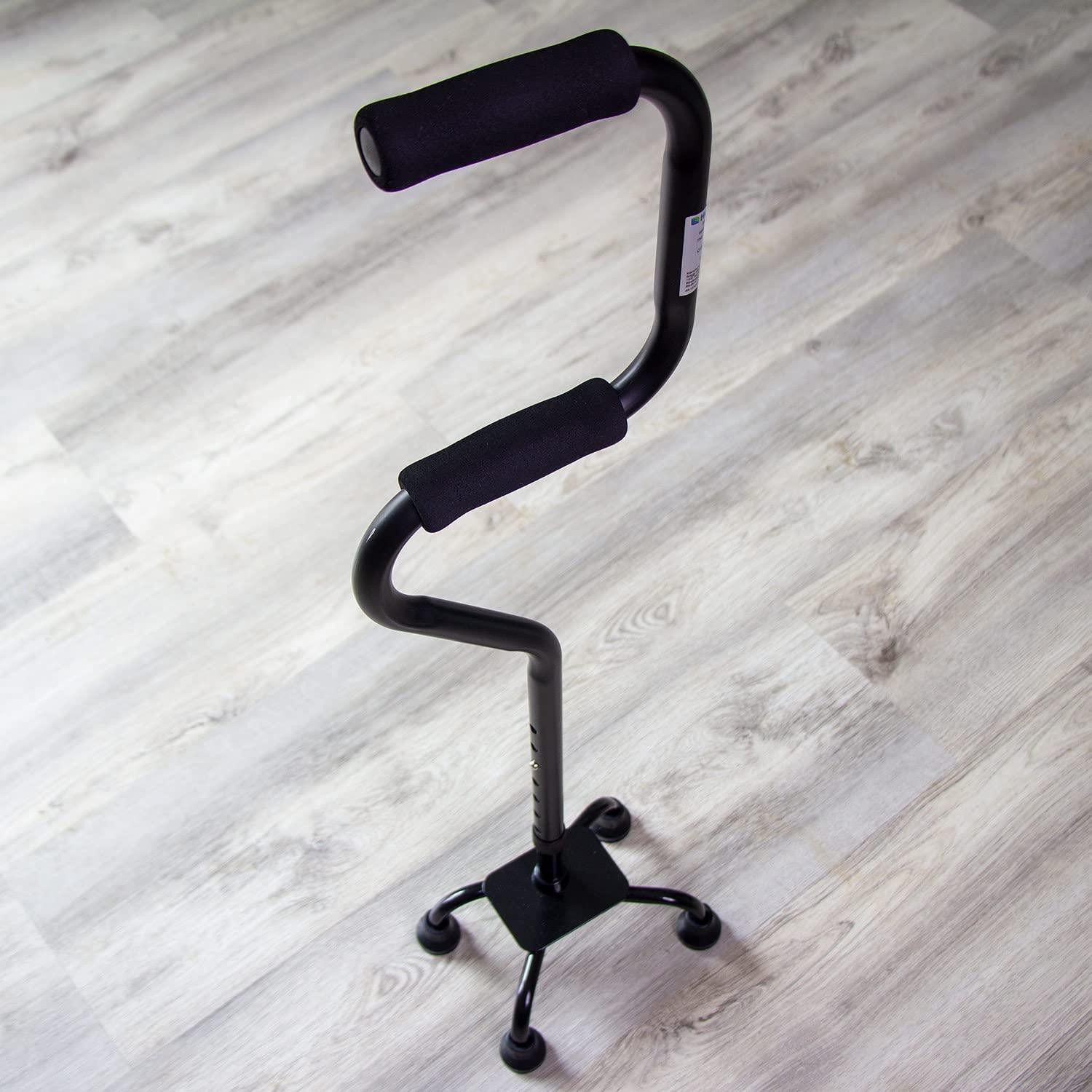 HealthSmart Quad Walking Cane with Foam Handles Adjustable Canes for Men and Women FSA HSA