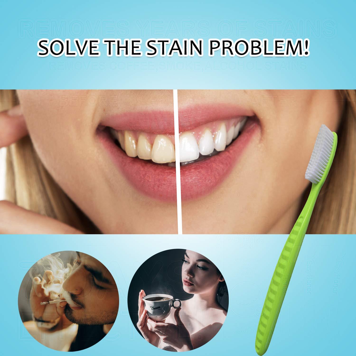 EasyHonor Huge Head Toothbrush 4 Pack BPA Free with White Hard Bristles