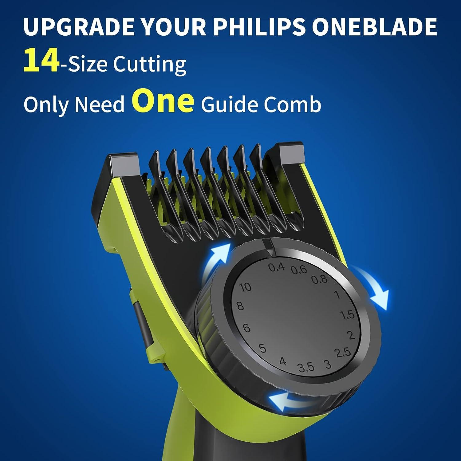 Yinke Guards Combs For Philips One Blade, Adjustable 14-length Precision  Guide Comb for OneBlade QP2520 QP2530 QP2620 QP2630 Hybrid Electric Trimmer  & Shaver Replacement Kit (0.4-10mm)