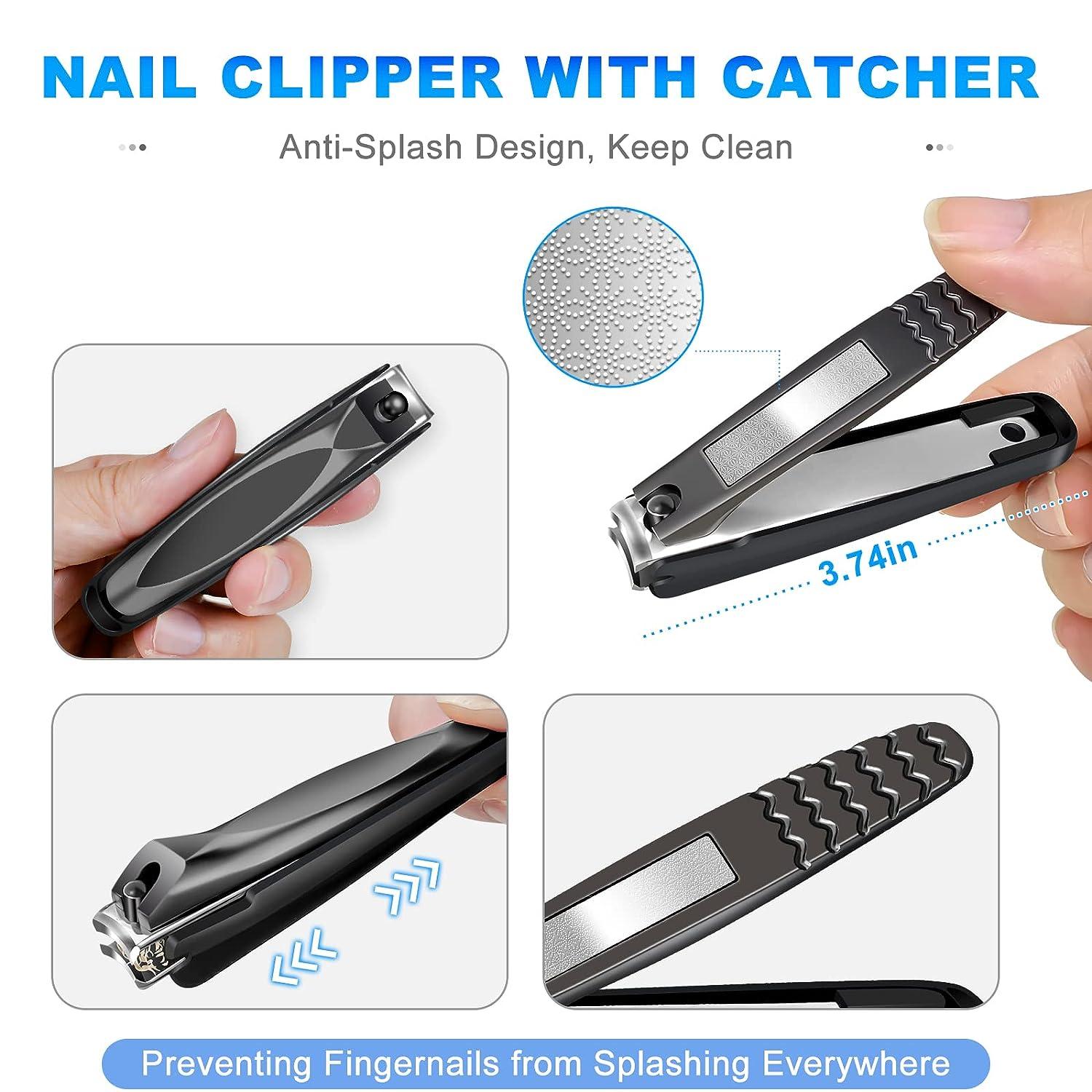 Toenail Clippers for Seniors Thick Nails - Wide Jaw Opening Extra Large Toe  Nail Clippers with Catcher, Professional Sharp Curved Blade Heavy Duty