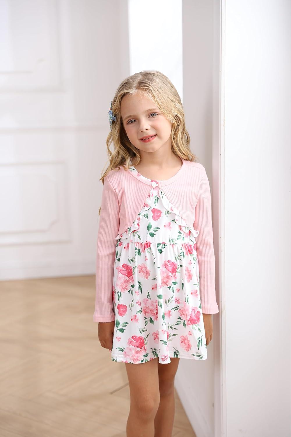 toddler floral fall dress Autumn Floral Tan Long Sleeve Dress main image 1