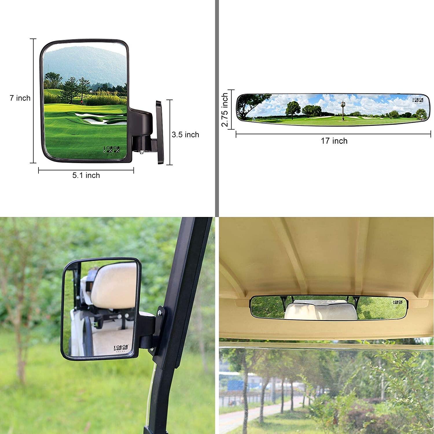 10L0L Newest Golf Cart Mirrors Contains Folding Side Mirrors and Rear View  Mirror Universal for Club Car DS Precedent/EZGO TXT RXV/Yamaha