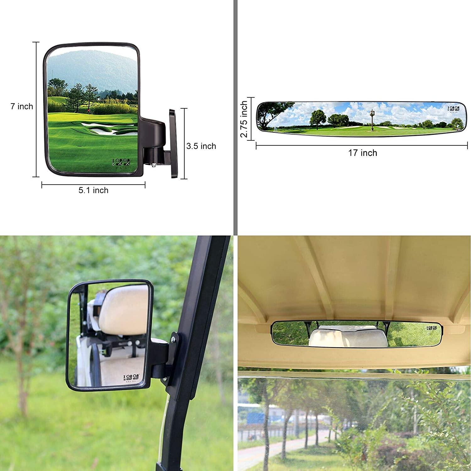10L0L Newest Golf Cart Mirrors Contains Folding Side Mirrors and Rear