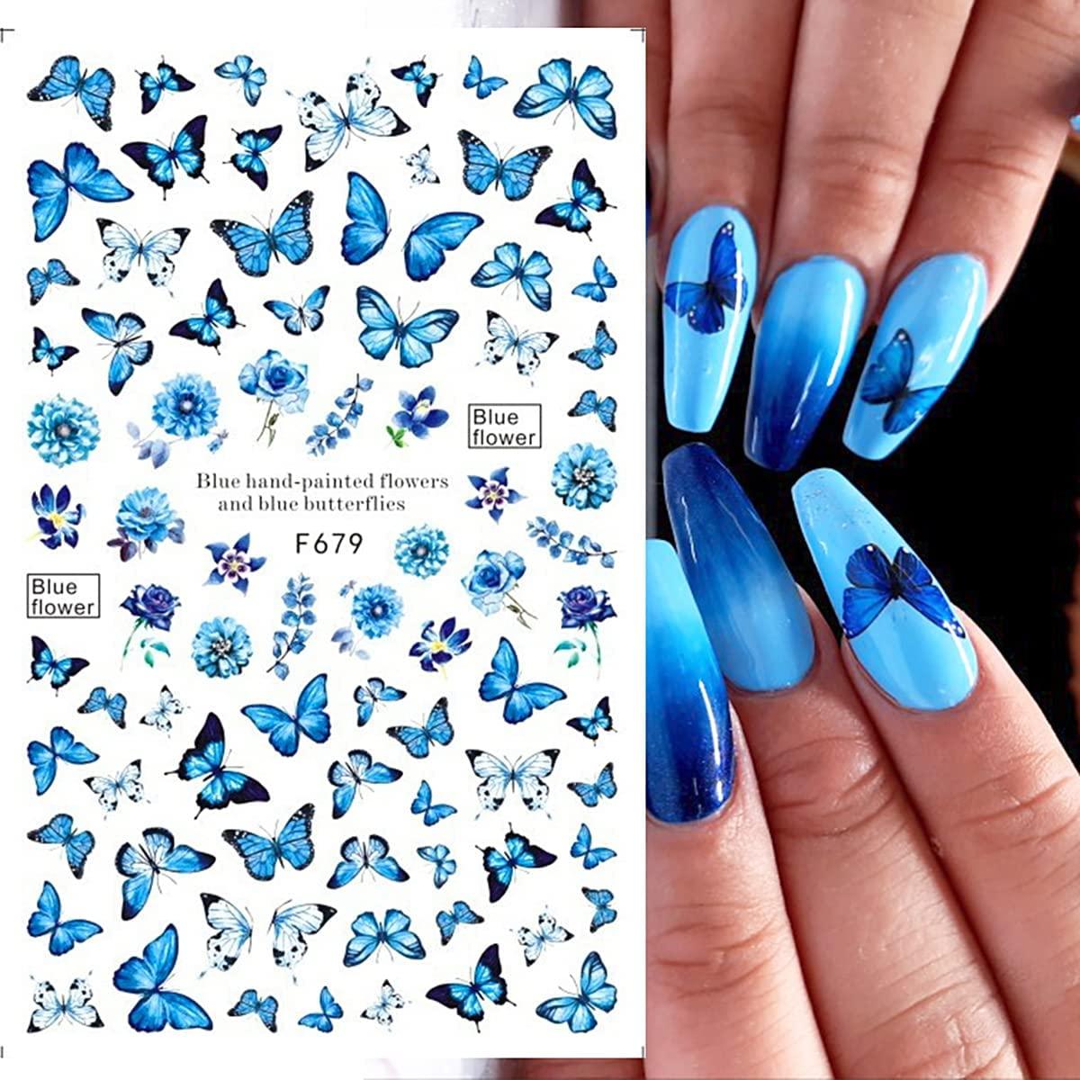 Butterfly Nail Stickers 3D Self Adhesive Waterproof Art Applique Art Series Manicure  Decal Nails Foils Decoration Supplies Parts