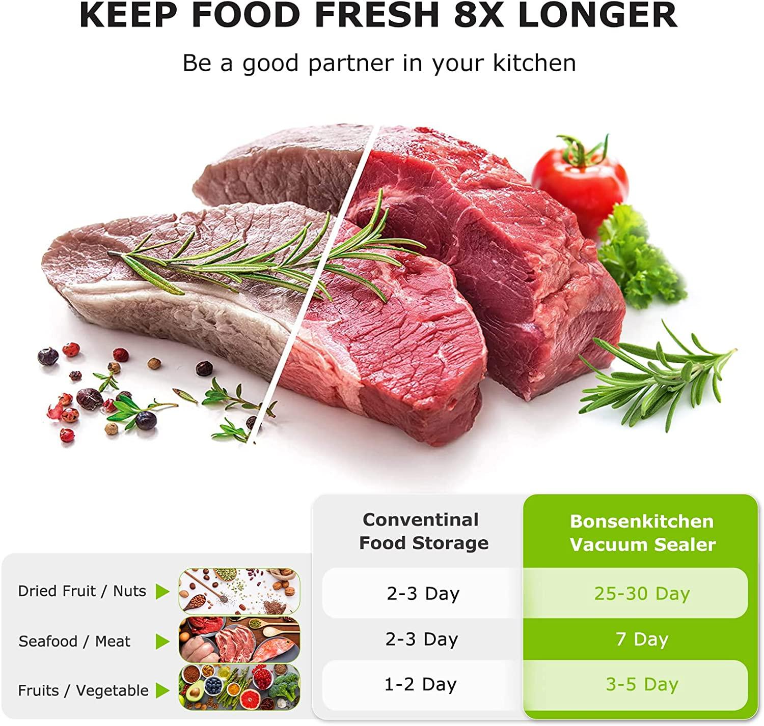 Bonsenkitchen Food Sealer Machine, Dry/Moist Vacuum Sealer Machine with