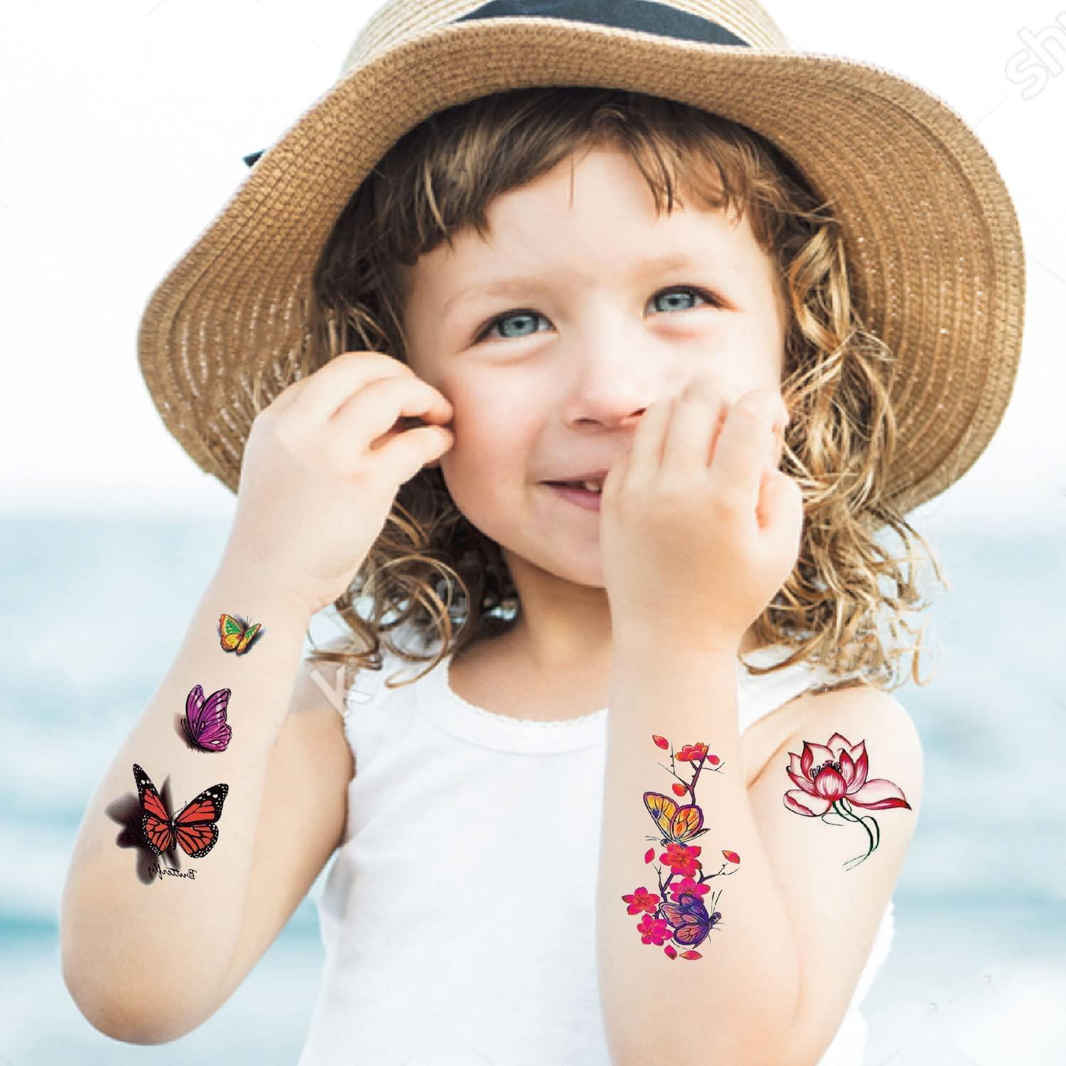30 Sheets Watercolor Flowers Temporary Tattoos for Women Girls Butterfly Fake Tattoo Stickers