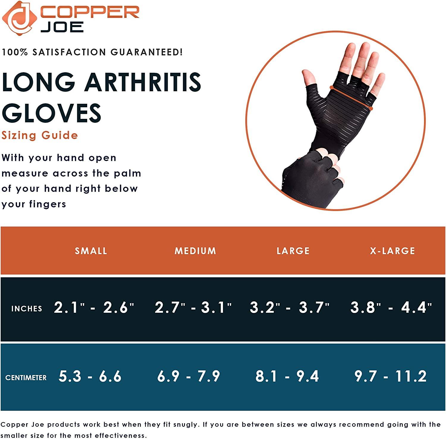Copper Joe Long Arthritis Gloves - Highest Copper Content Infused