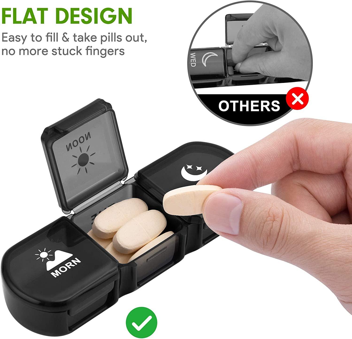 FGcase Weekly Pill Organizer - 21 Compartments, 3 Times Daily, Travel Case Included