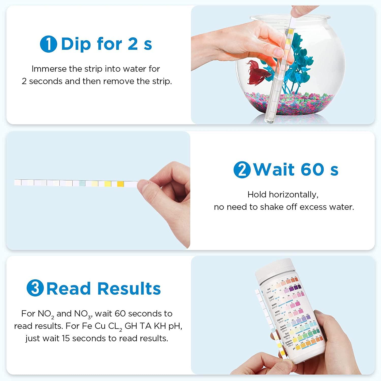 9 in 1 Aquarium Test Strips 100 Strips Aquarium Water Test Kits for