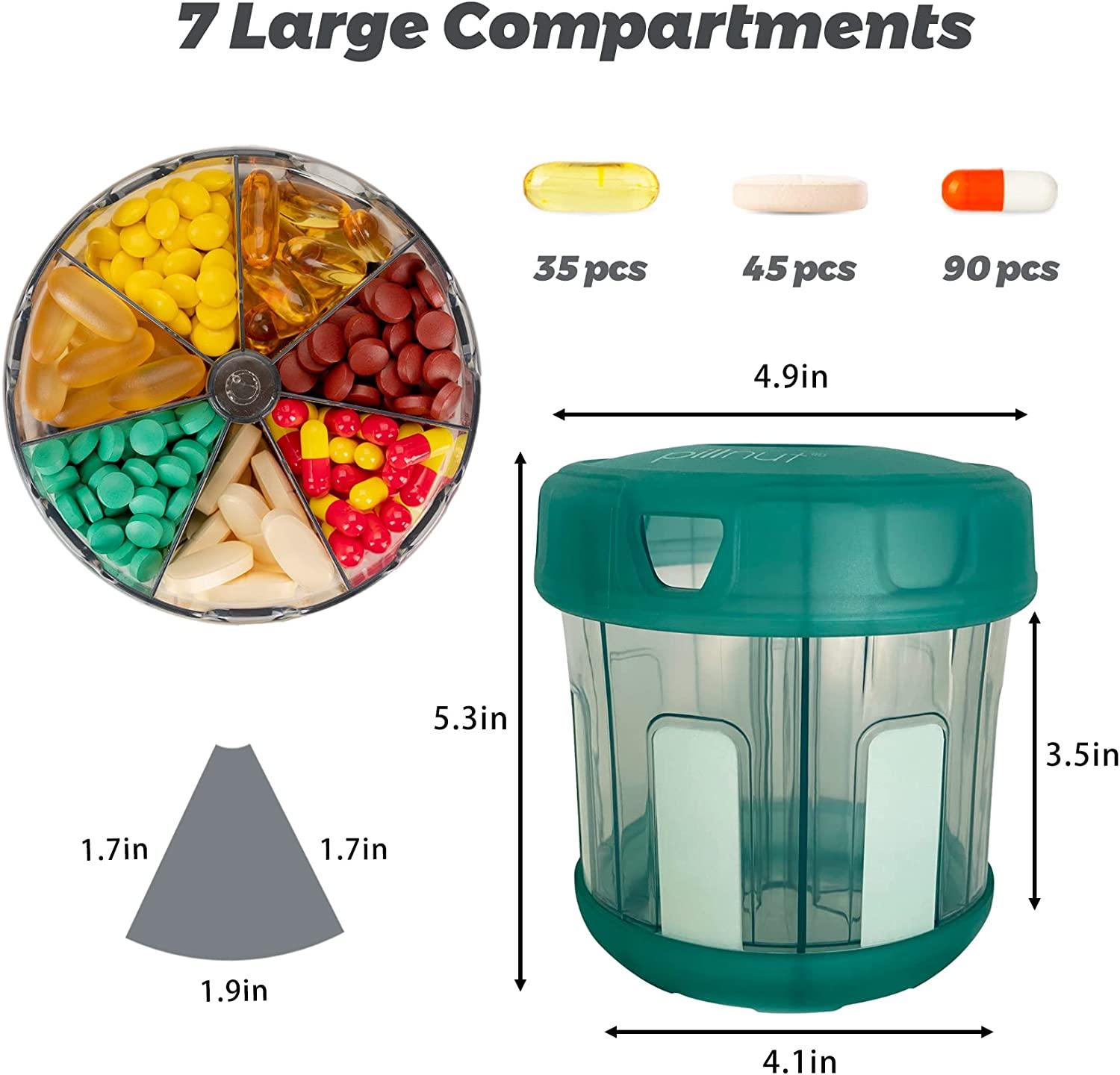 Jumbo Supplement Organizer with XL 7 Compartments EasytoUse Pill