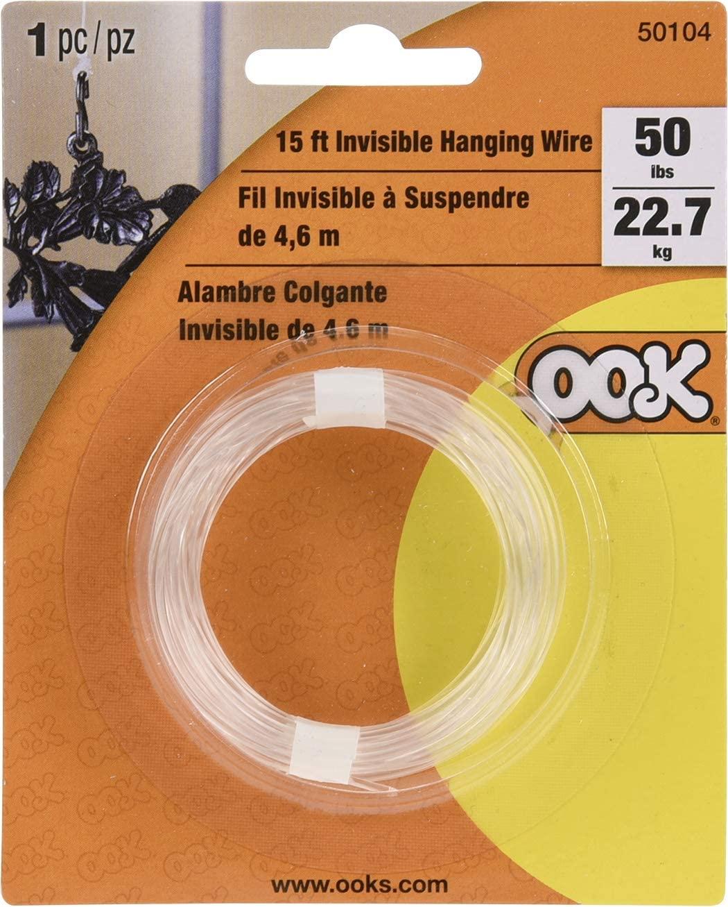 OOK 15 ft. Invisible Hanging Wire, 50 lbs. Capacity, Self Tying Wires