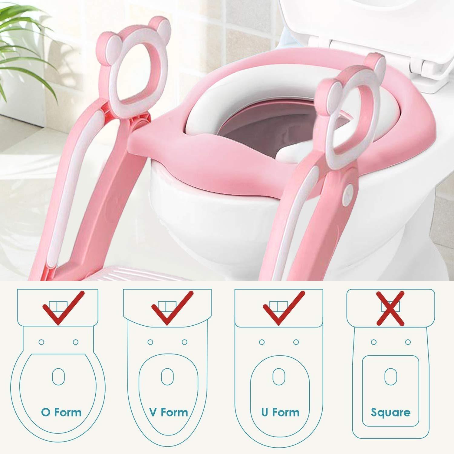 KEPLIN Baby Toilet Reducer with Ladder Portable Baby Toilet Adapter