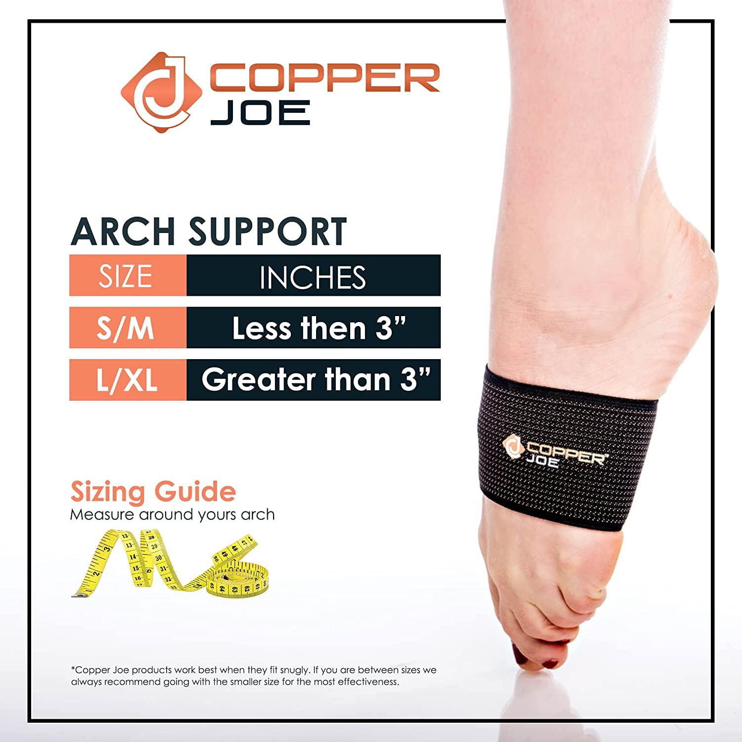 Copper Joe Ultimate Copper Infused Arch Support Sleeves - Foot Brace, Arch  Support Sleeve, Foot Arch Support, Copper Arch Support, Compression Arch  Support (1 Pair, Small/Medium) Small/Medium (1 Pair)