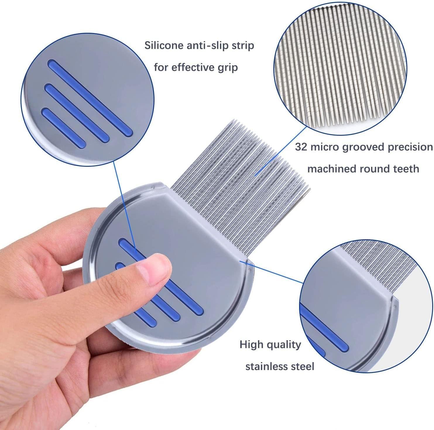 Lice Comb Stainless Steel Lice Removal Comb Reusable Metal Headlice Nit ...