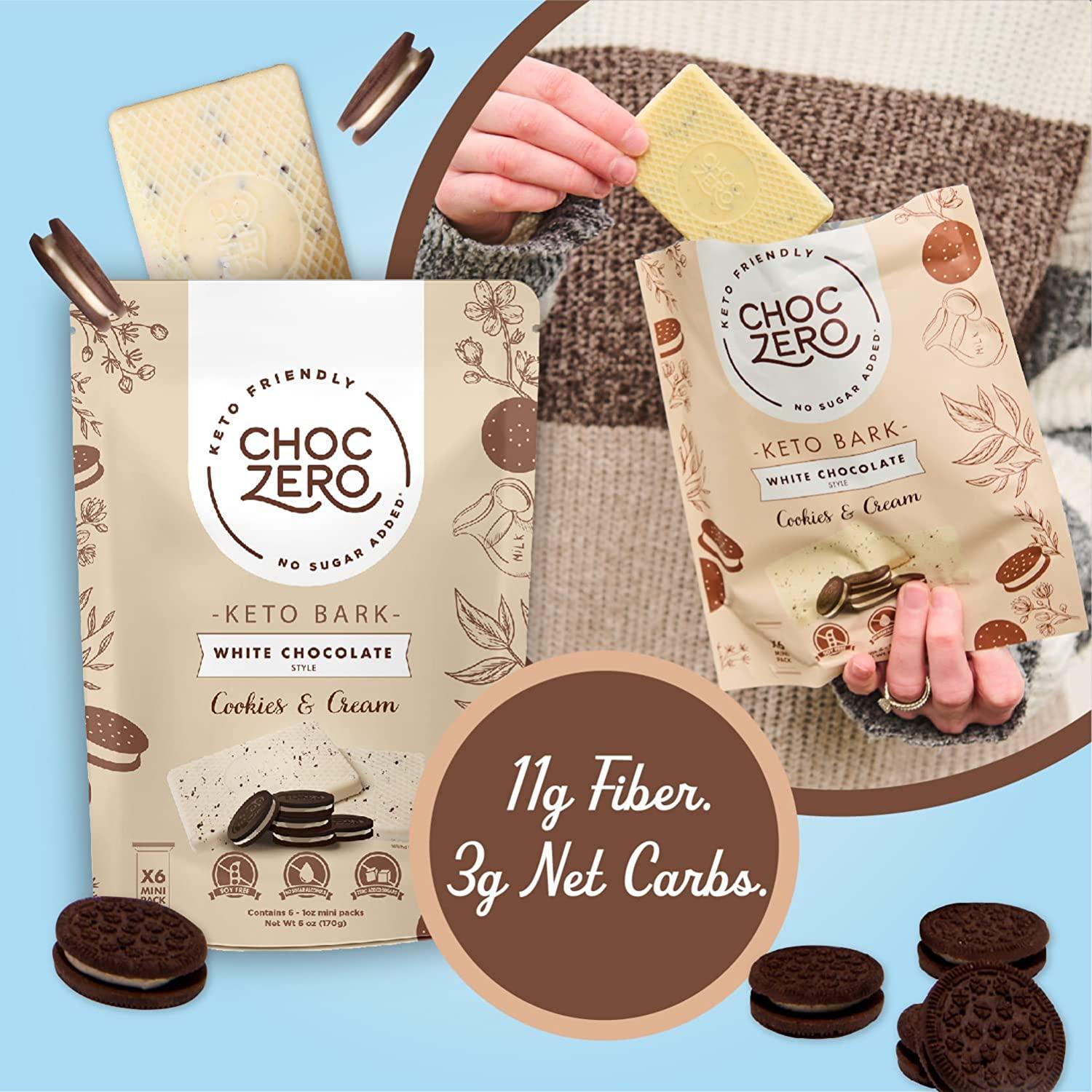ChocZero's Keto Cookies & Cream Candy Bar White Chocolate Fudge Keto