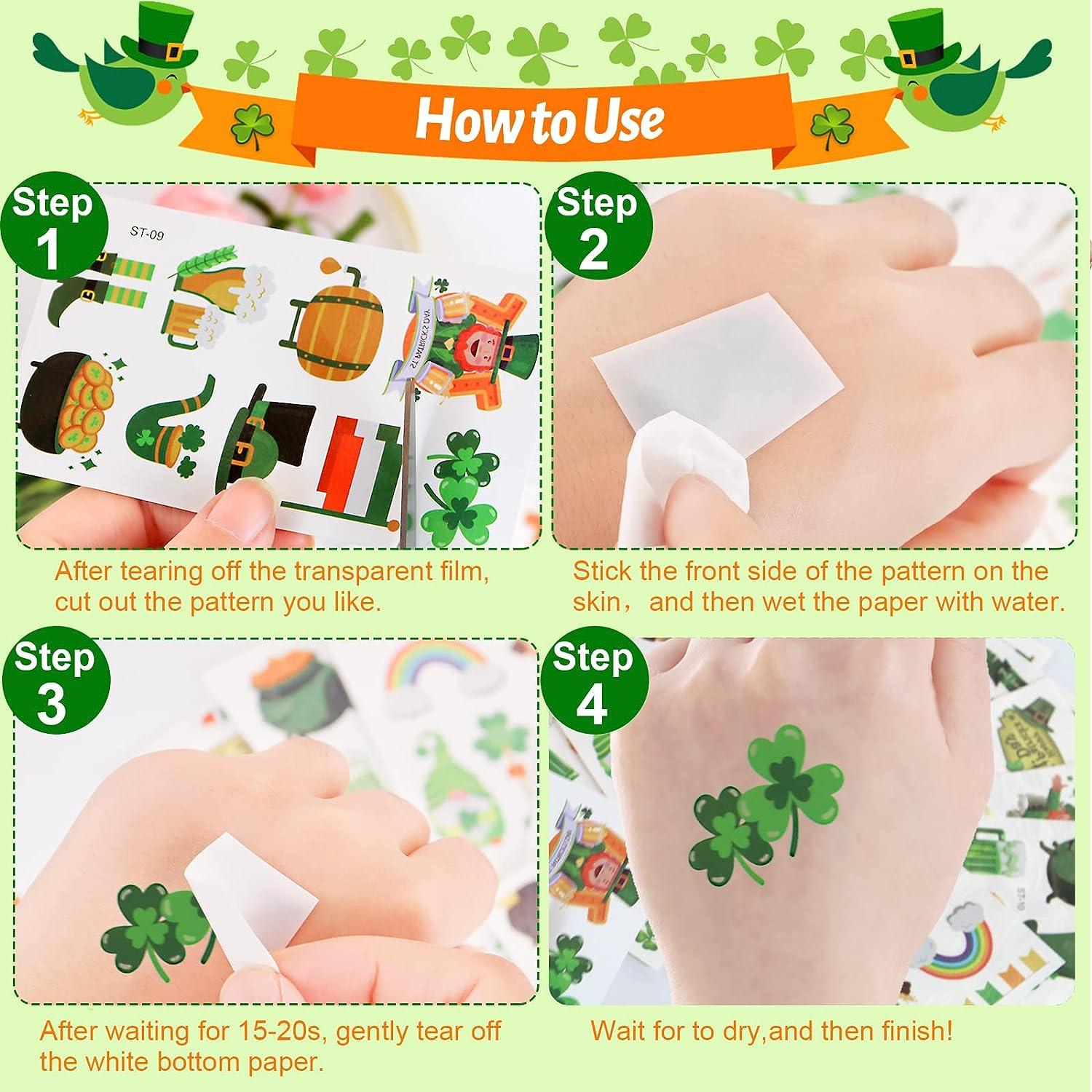 Gaubi 10 Sheets St Patricks Day Temporary Tattoos for Kids Shamrock