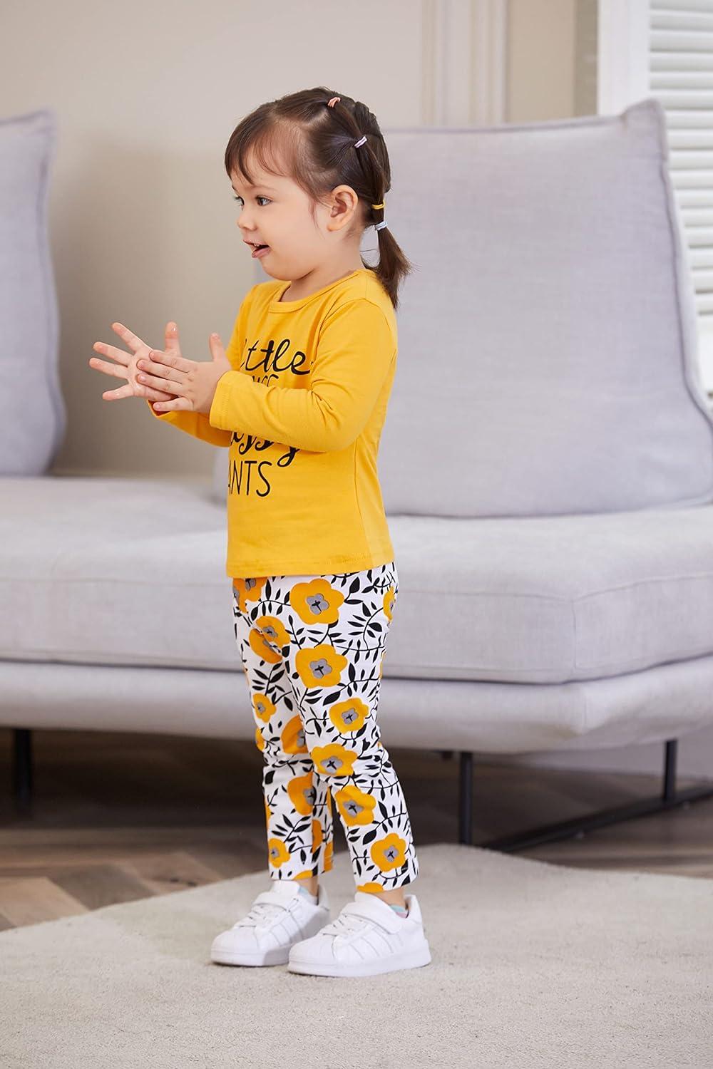 Puseky Toddler Girls Cute Letter Print Long Sleeve Shirt Floral