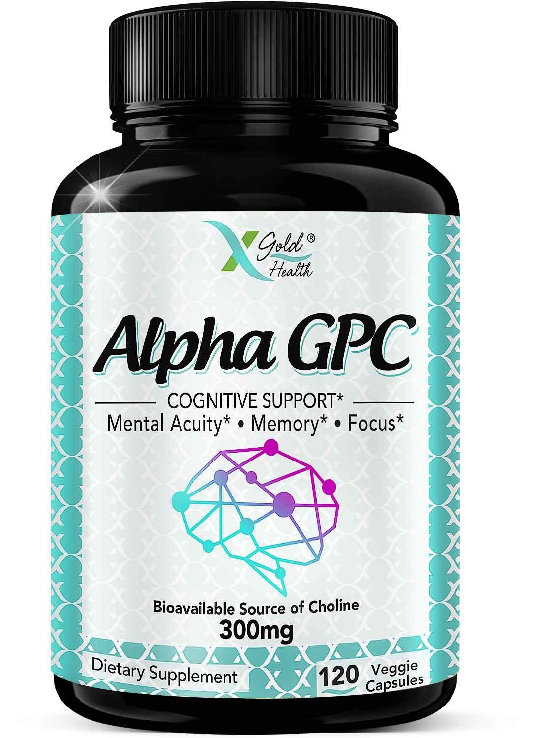 Alpha GPC Choline Supplement 600mg, 99+ Highly Purified, Highly