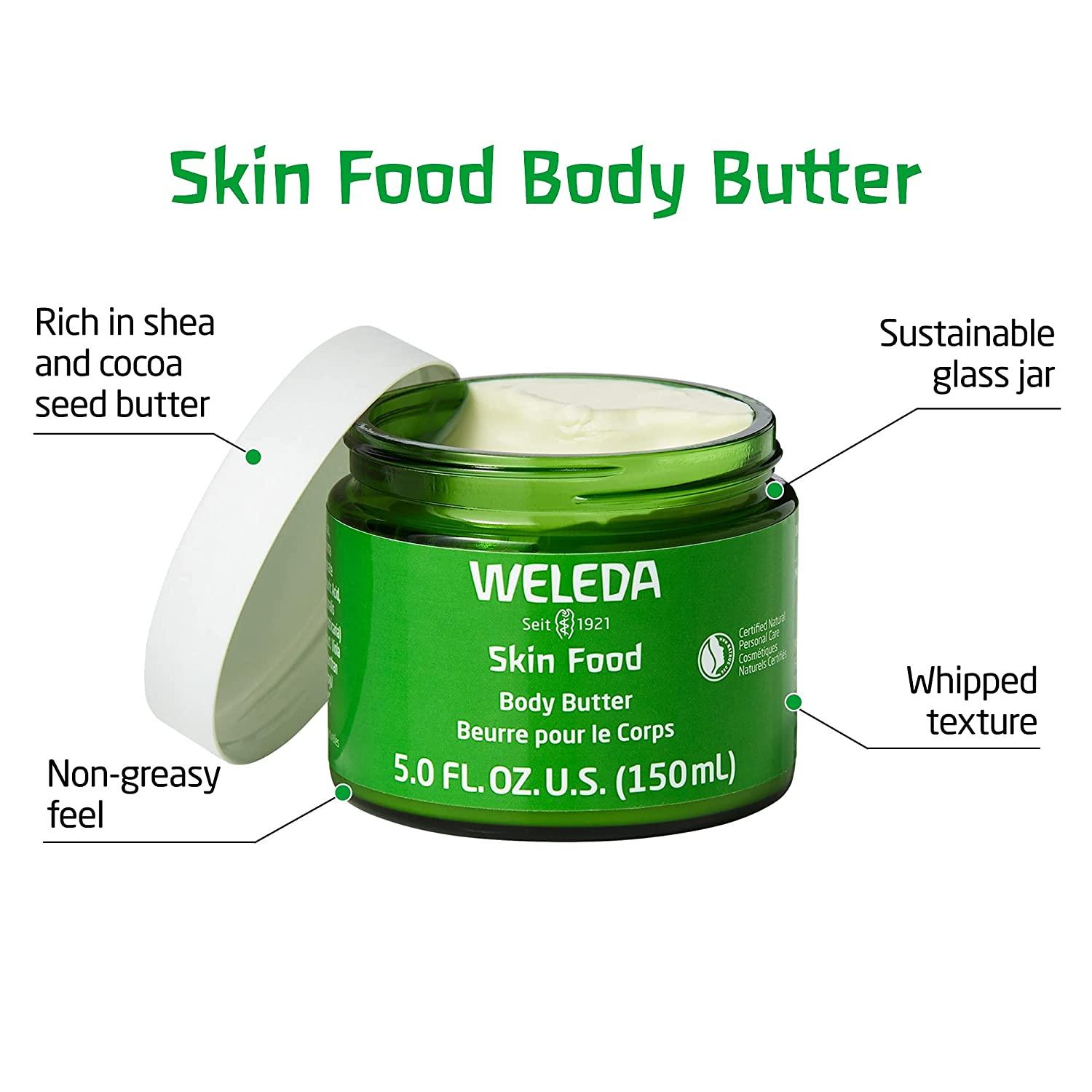 Weleda Skin Food Body Butter 5 Fluid Ounce, Sustainable Glass Jar
