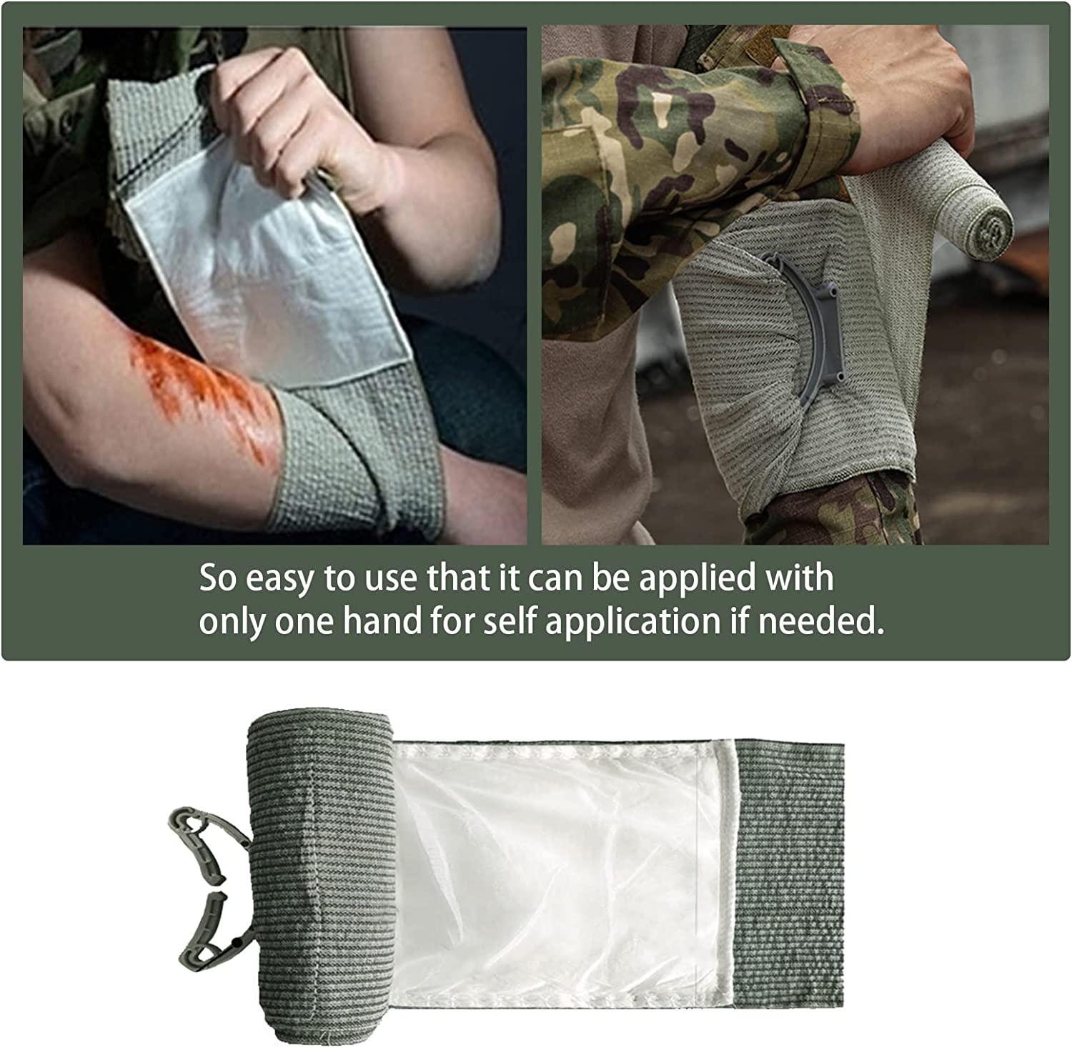 6 Israeli Style Emergency Bandage, Compression Trauma Wound Dressing,  Medical Sterile Vacuum Sealed, Combat Tactical First Aid Kit IFAK Supplies,  2 Count