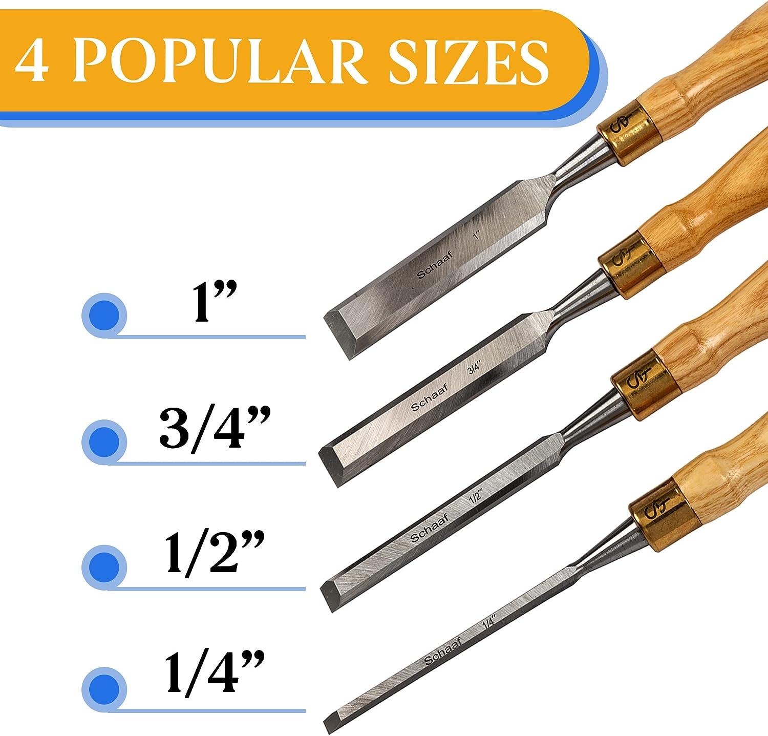 Schaaf Wood Carving Tools Set of 12 Chisels with Canvas Case | Wood Chisels  for Woodworking | Wood Working Tools and Accessories | Wood Carving