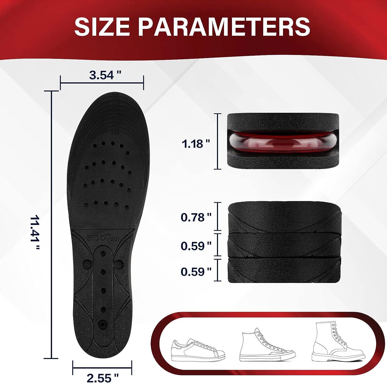 ERGOfoot Height Increase Insoles 4 Layers Ajustable Shoe Lifts