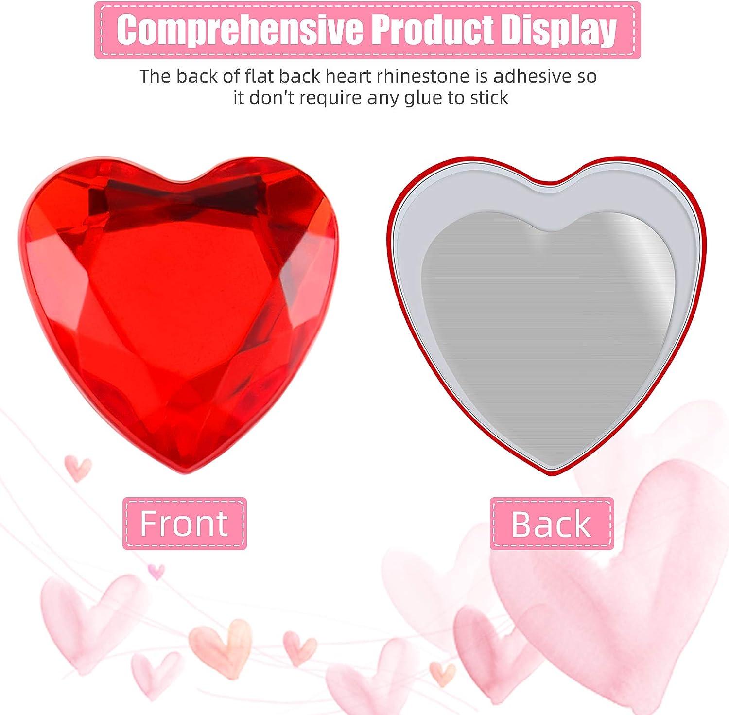 516 Pcs Acrylic Heart Gems Stickers Rhinestone Face Nail Sticker Heart  Crystal Sticker Self-adhesive Rhinestone Sticker Flat Back Heart  Rhinestones for Wedding DIY Crafts Jewelry Making (Bright Color)