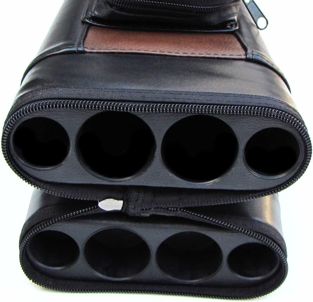 Iszy Billiards Pool Cue Case - 2x2 Portable Pool Stick Carrying Bag with  Small and Large Pockets & Adjustable Shoulder Strap - Pool Table  Accessories Brown Black