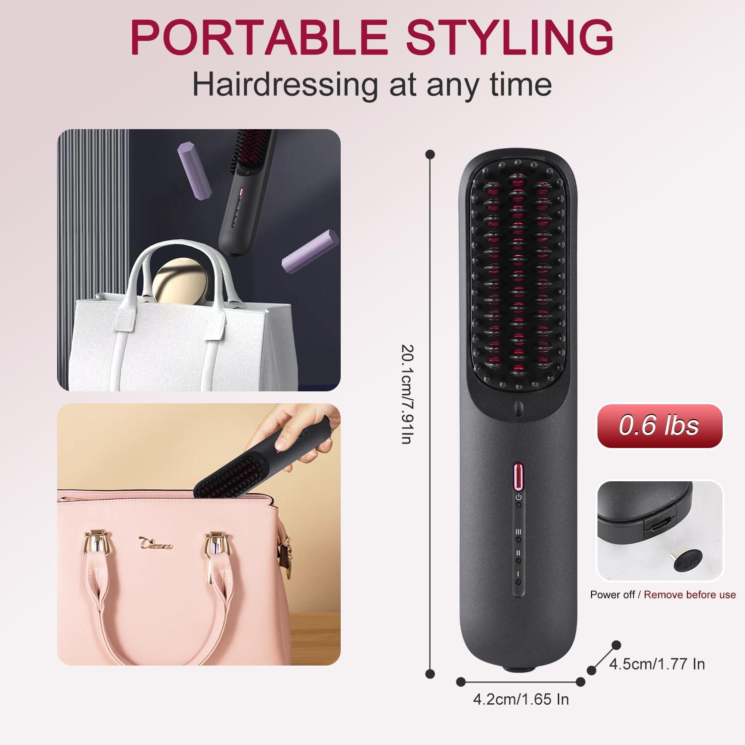 Buy Cordless Hair Straightener Brush Portable Mini Hot Comb for