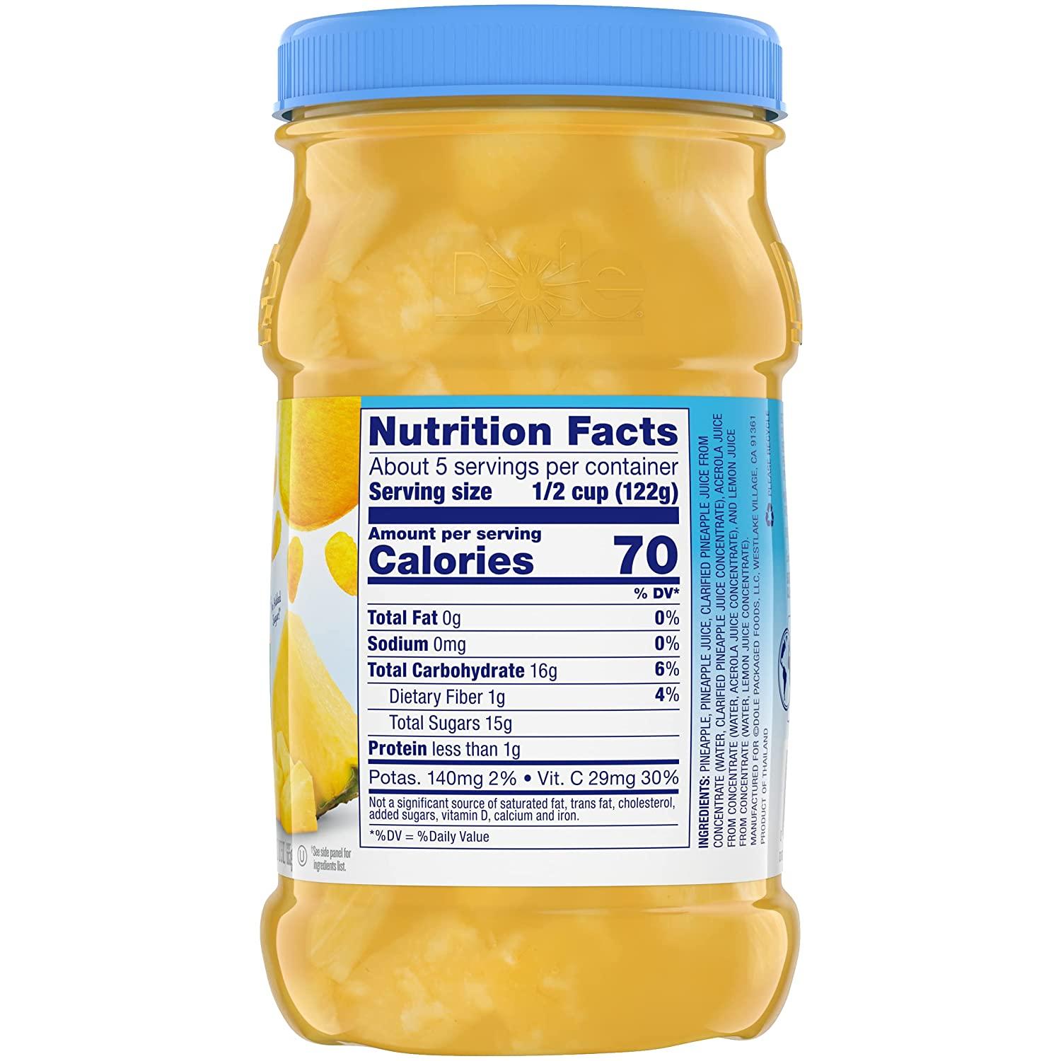 Dole Pineapple Chunks in 100% Fruit Juice Oz Resealable Jar