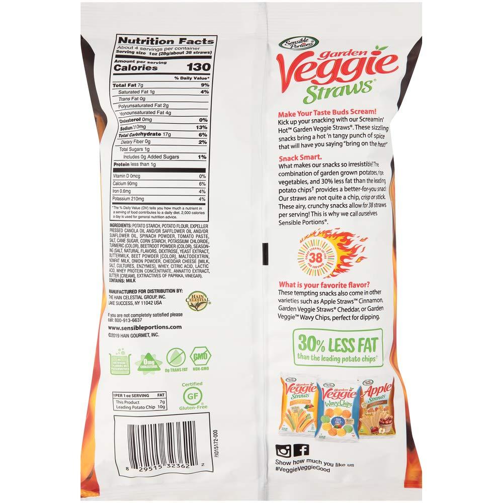 Sensible Portions Garden Veggie Straws, Screamin' Hot, 4.25 Oz (Pack of 12)