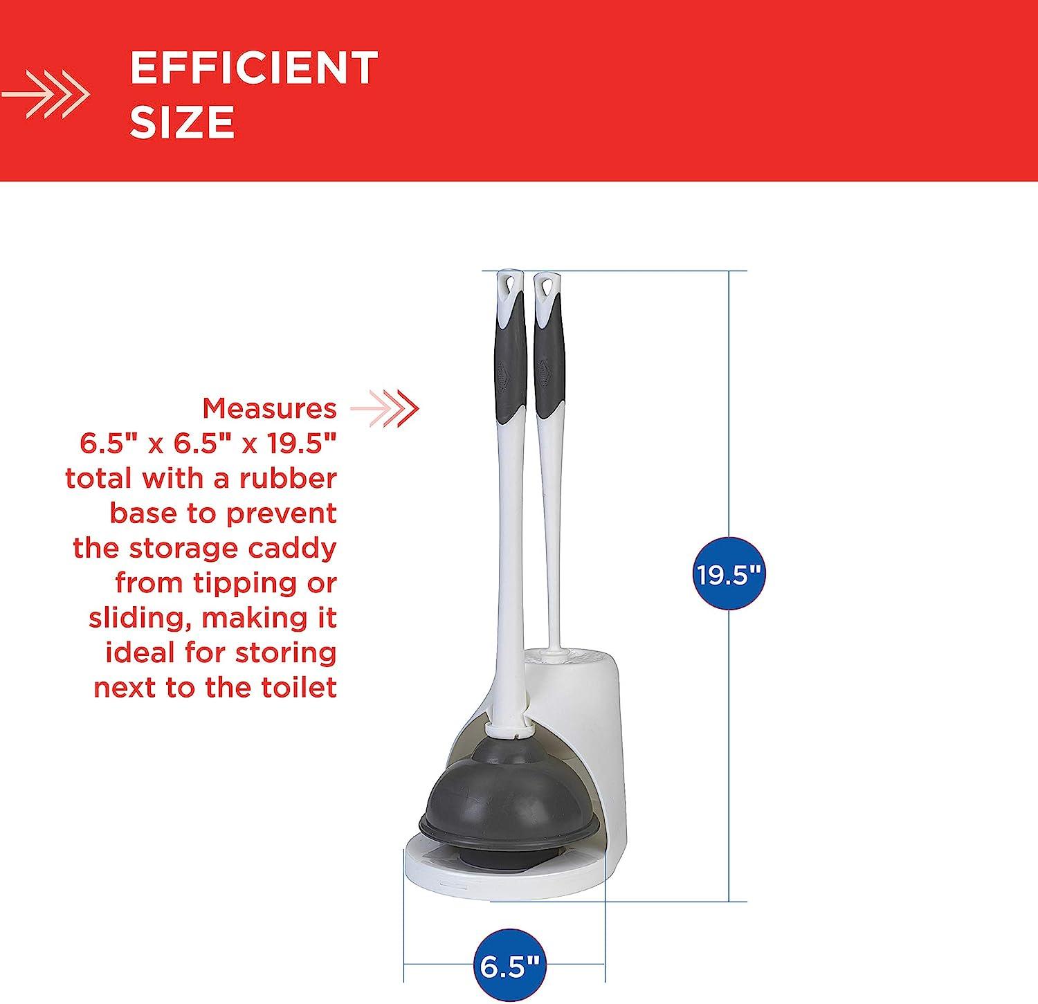 Clorox Toilet Plunger and Bowl Brush Combo Set with Caddy, White/Gray 1