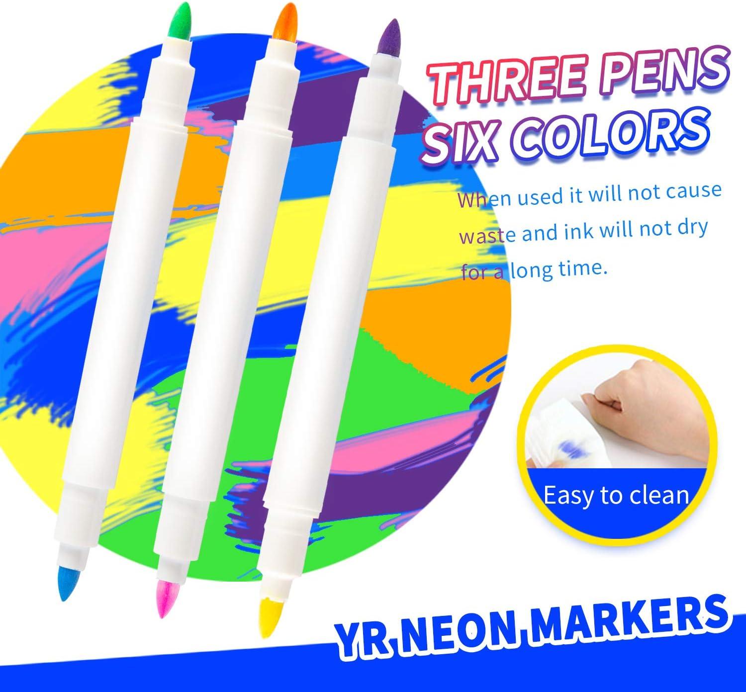 YR Dual Sided Neon Pens 12 Pack for Light Up LED Board Neon Markers