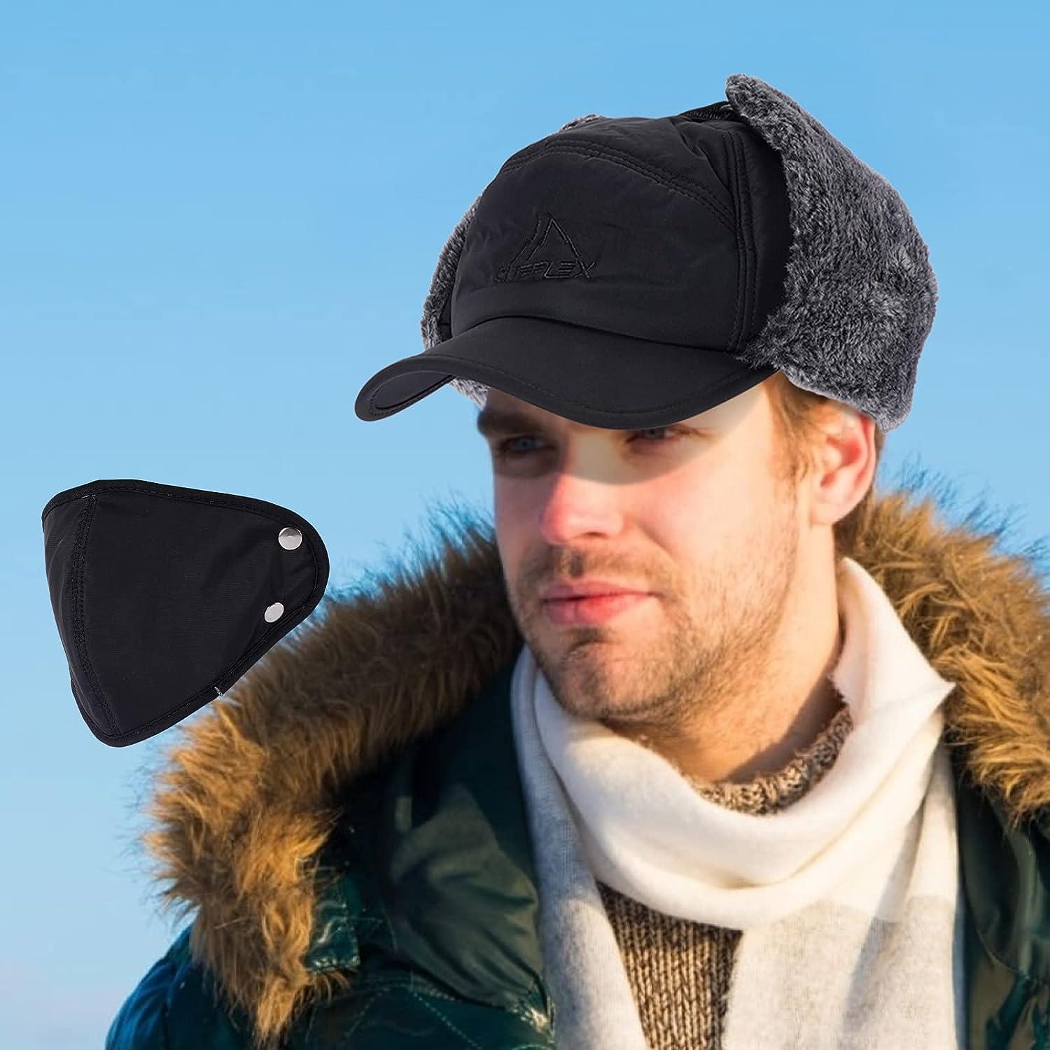 Outbound Unisex Insulated Fur Winter Aviator Trapper Ear Flaps Hat  Water-Resistant, Black