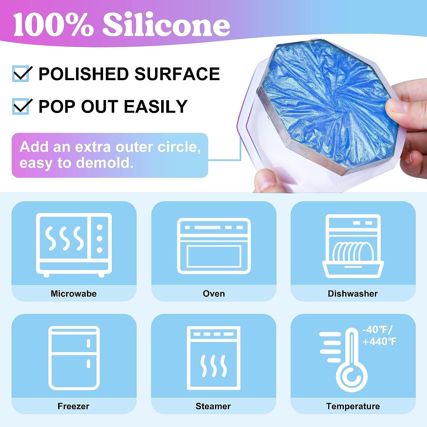 Silicone Coaster Mold Resin Casting Square Round DIY Tool Moulds UV Epoxy  Craft