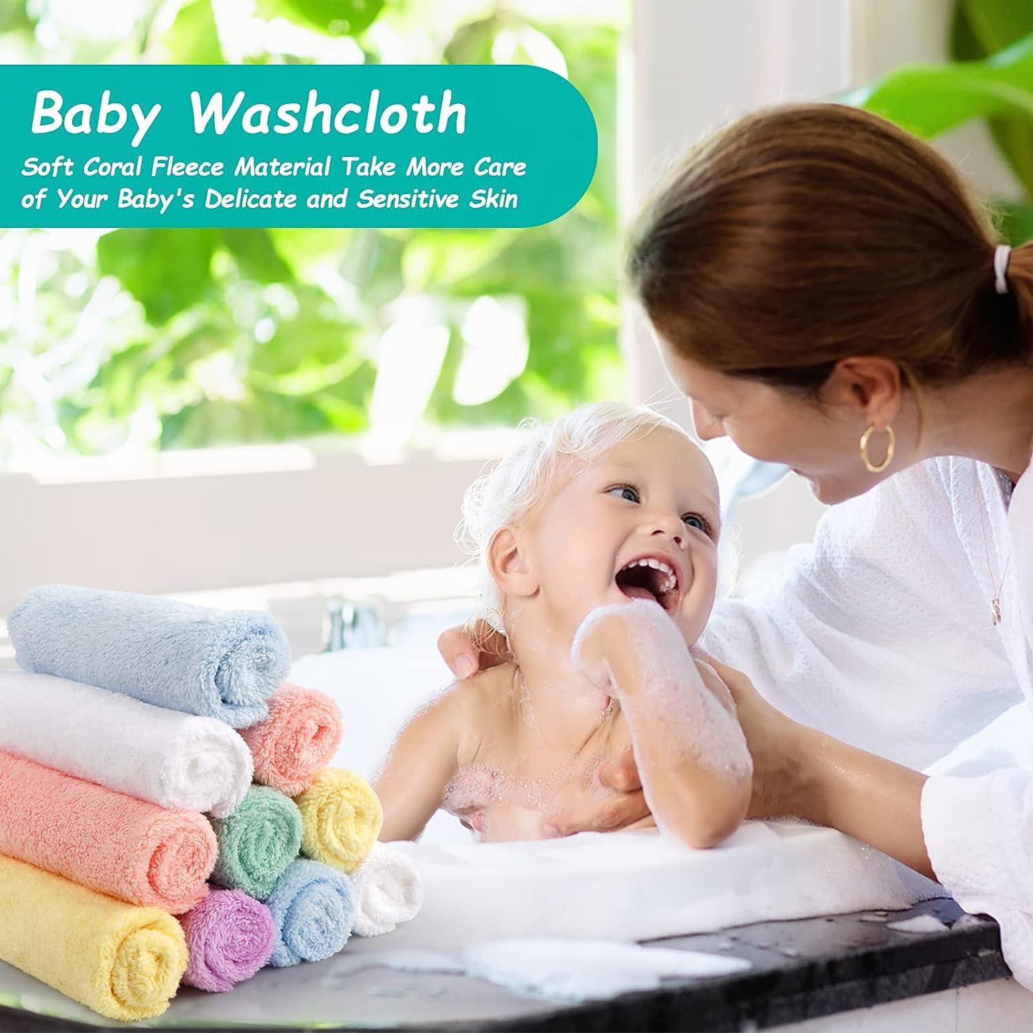 HOMEXCEL Baby Washcloths 24 Pack,Microfiber Coral Fleece Baby Bath