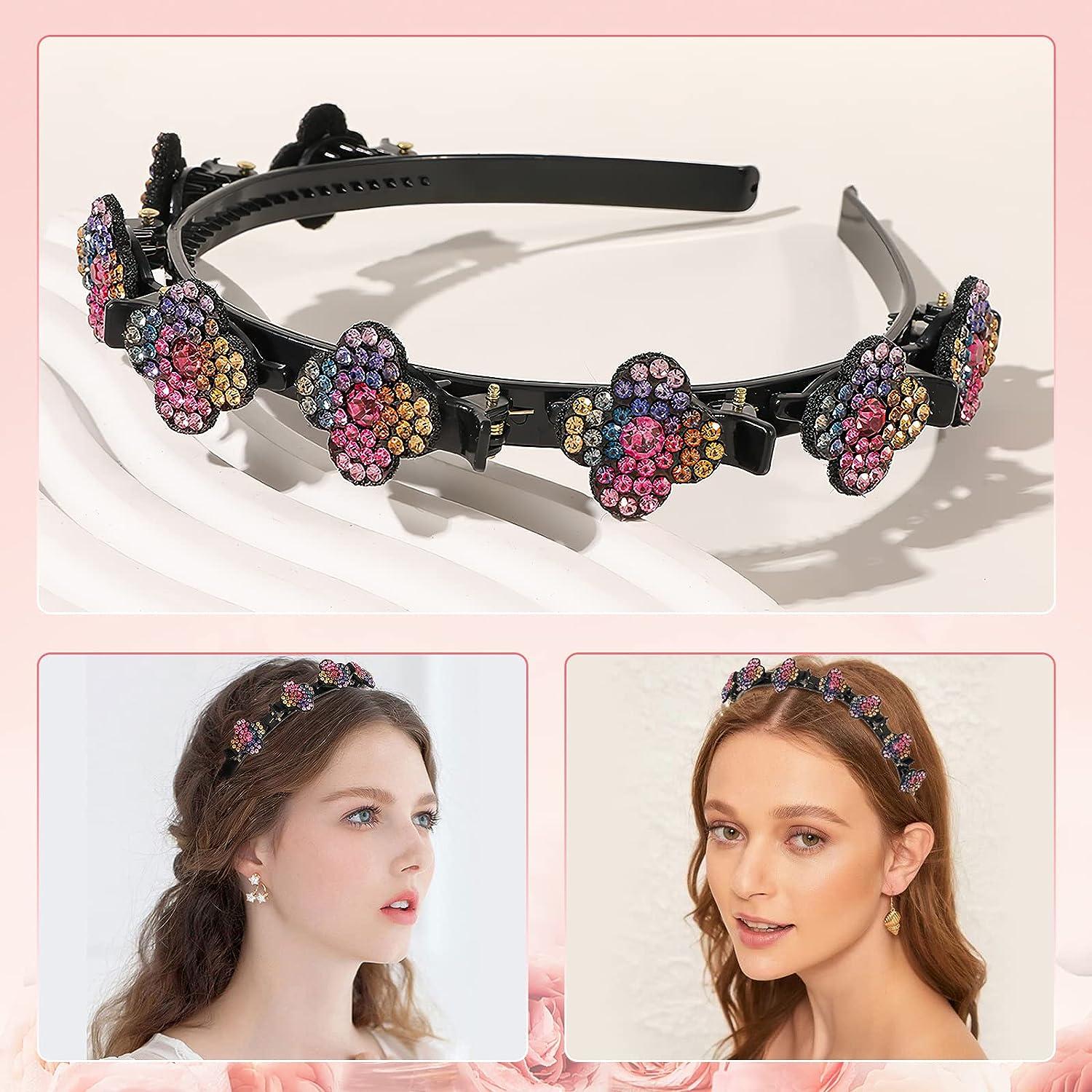 [OVLA]韓国ヘアアクセ☆velvet tied with cubic stone hair band Sparkling Crystal Stone Hair Clips Double Bangs Hairstyle