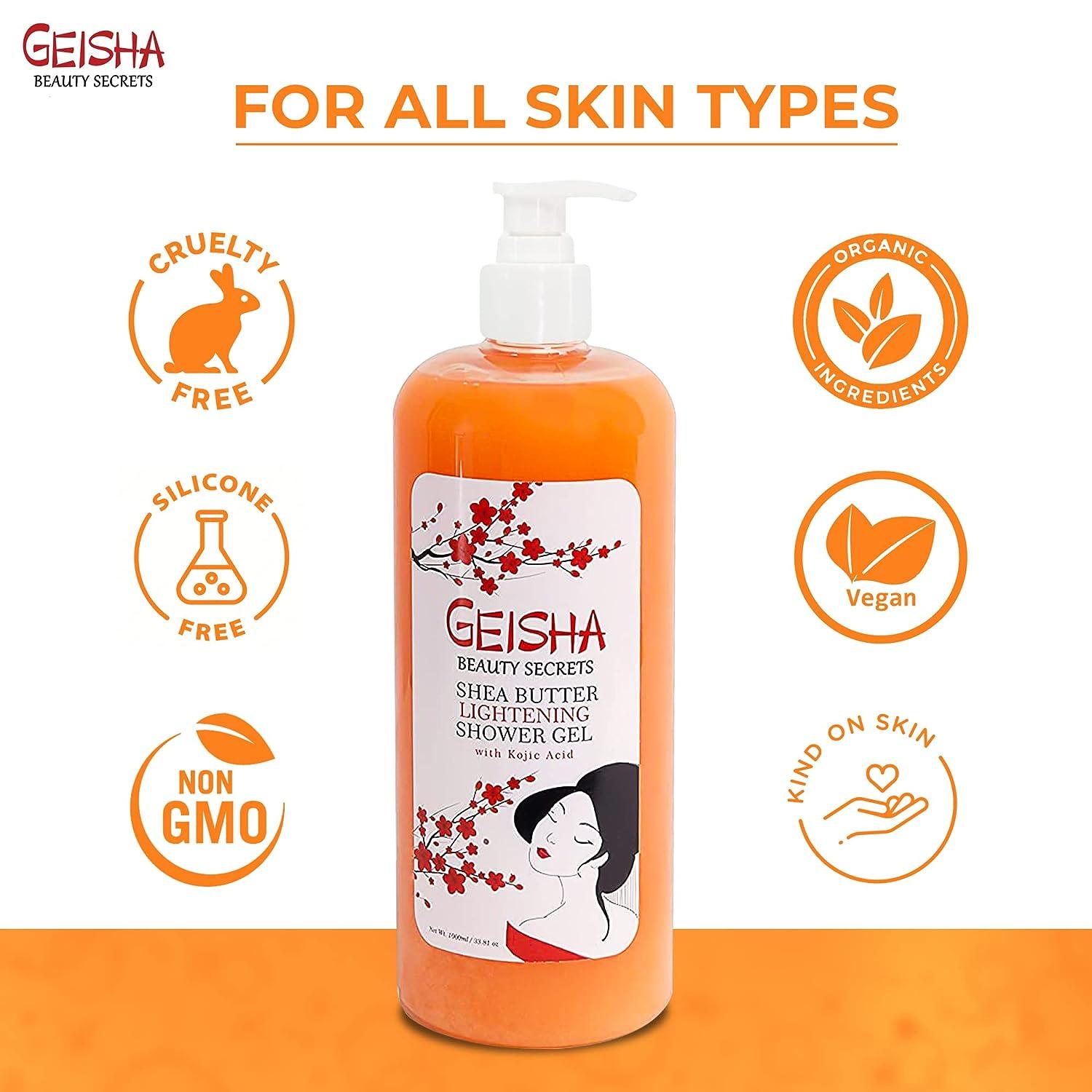 Geisha Kojic Acid Skin Brightening Body Wash 33 Fl oz / 1000 ml Even Out Skin Tone Reduce