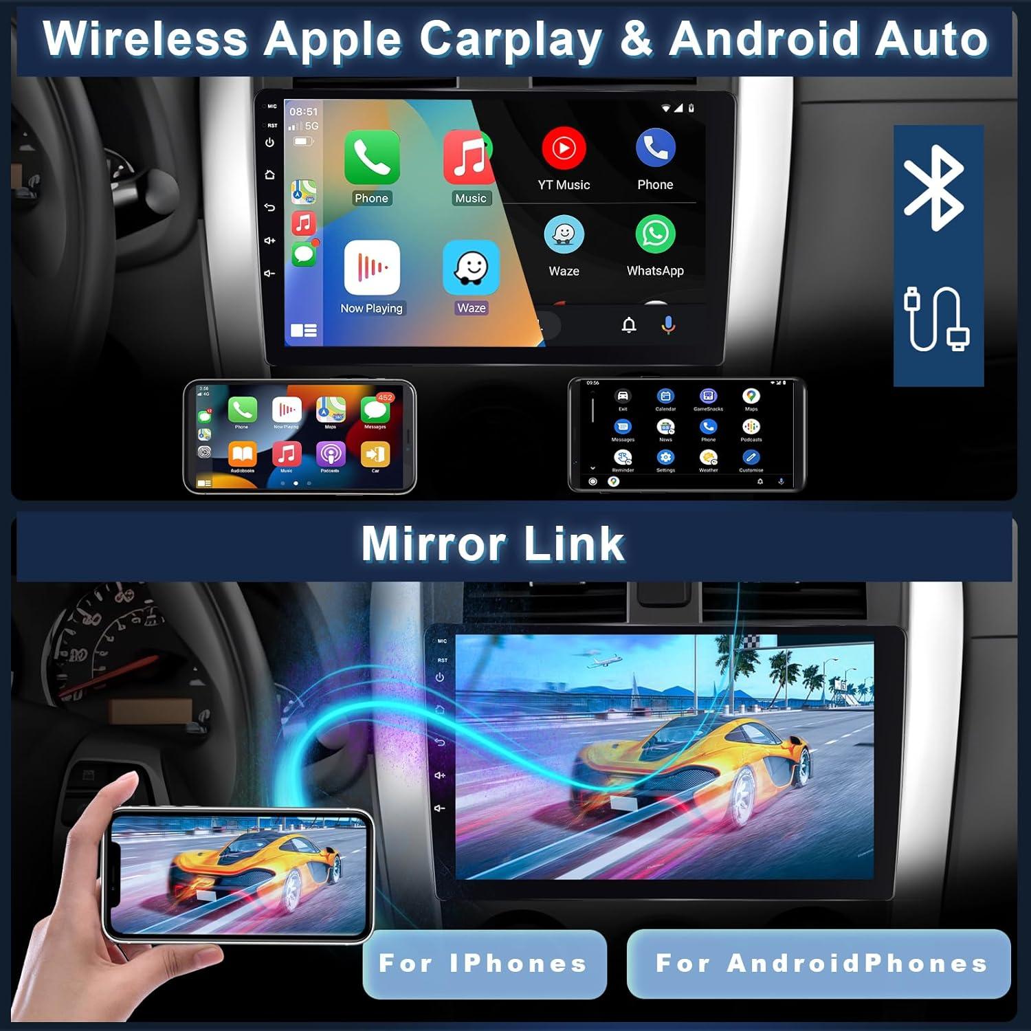 1G+32G Double Din Android 13 Car Stereo with Wireless Apple Carplay Android  Auto, 10.1 Inch Touch Screen Car Radio with HiFi/BT/GPS Navigation Support
